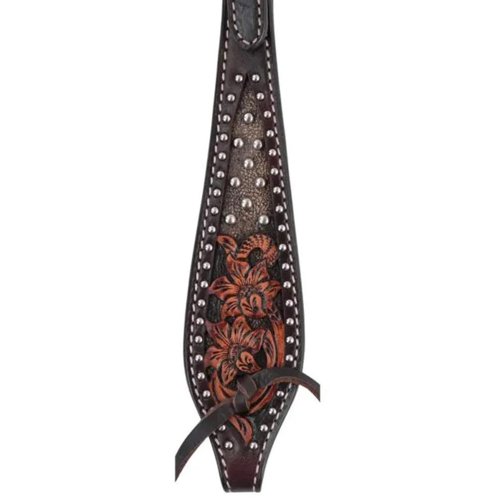Circle Y Saddlery Dark Flash Arizona Flower Browband Headstall - Image 2
