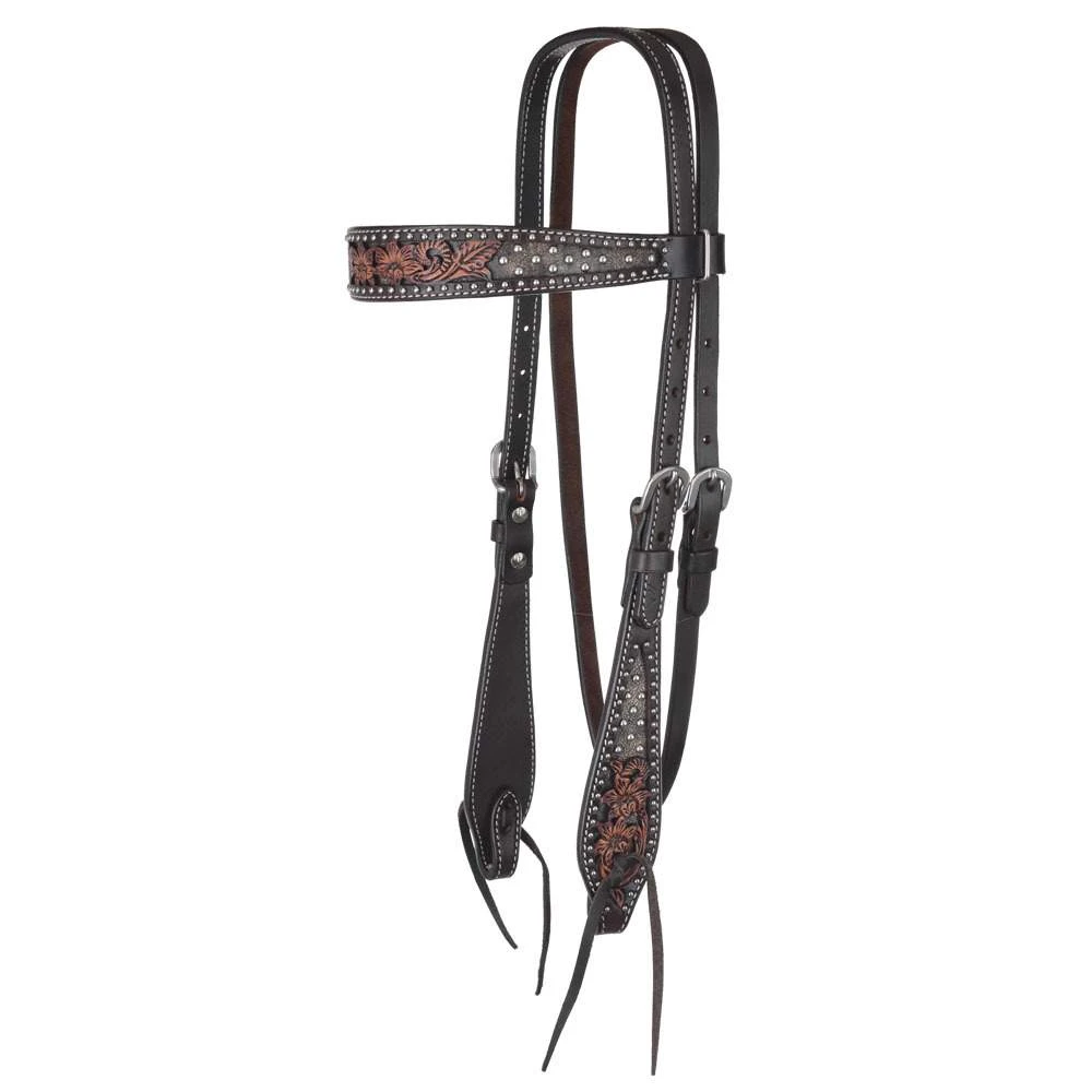 Circle Y Saddlery Dark Flash Arizona Flower Browband Headstall