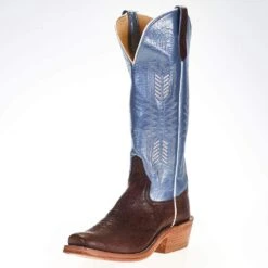 Rios Of Mercedes Women's Ride Ready KangoTobac Smooth Ostrich 15in. Blue Top Cowgirl Boot