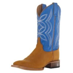 Justin Boots Women's Hayes Tan 11` Blue Square Toe Boot