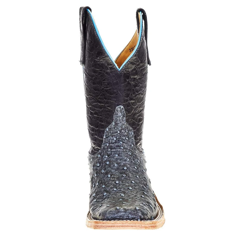 Anderson Bean Women's Denim Full Quill Ostrich 10 In. Black Embossed Top Cowgirl Boot - Image 2