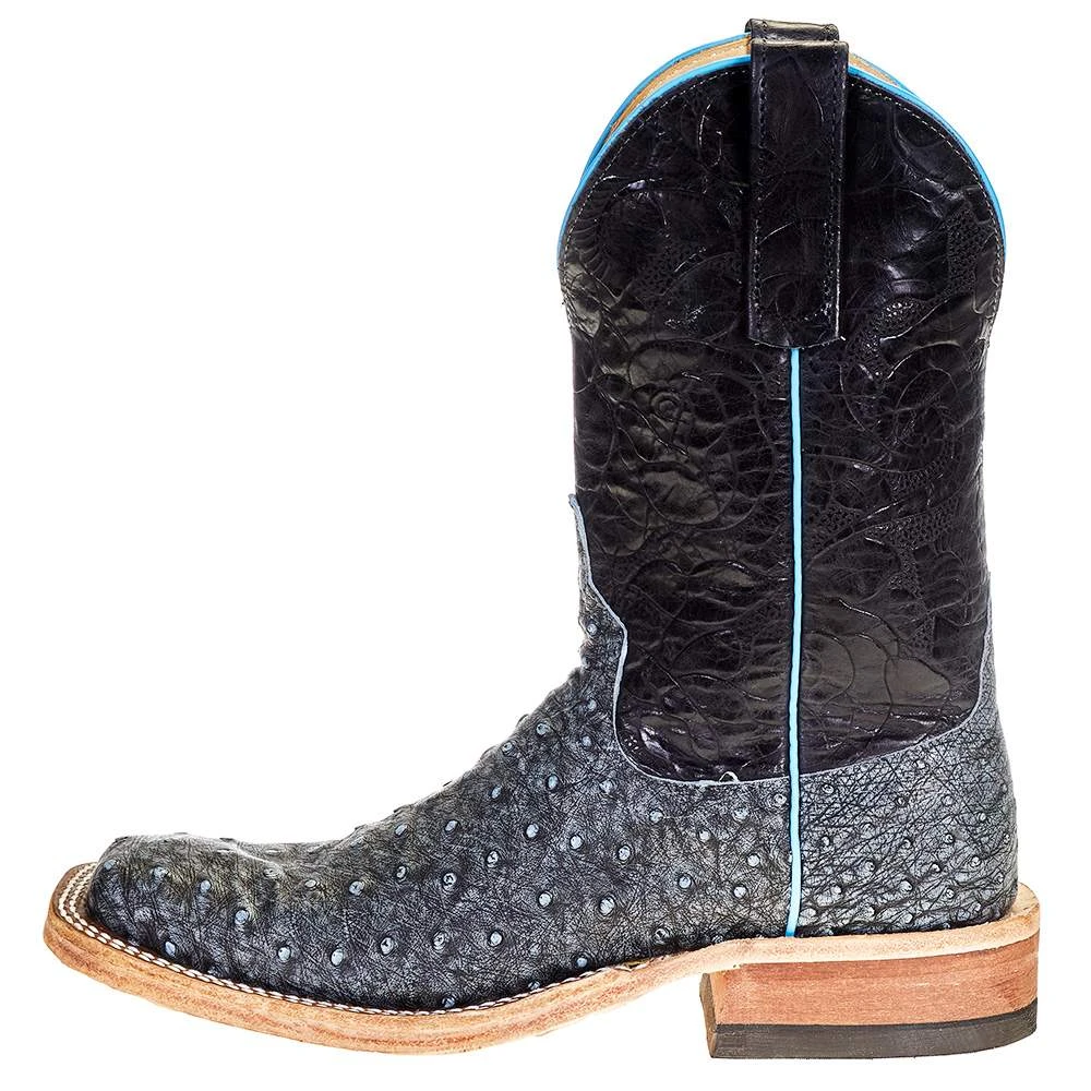 Anderson Bean Women's Denim Full Quill Ostrich 10 In. Black Embossed Top Cowgirl Boot - Image 3