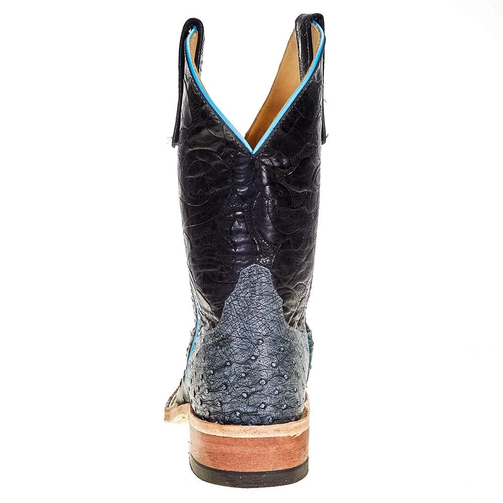Anderson Bean Women's Denim Full Quill Ostrich 10 In. Black Embossed Top Cowgirl Boot - Image 4