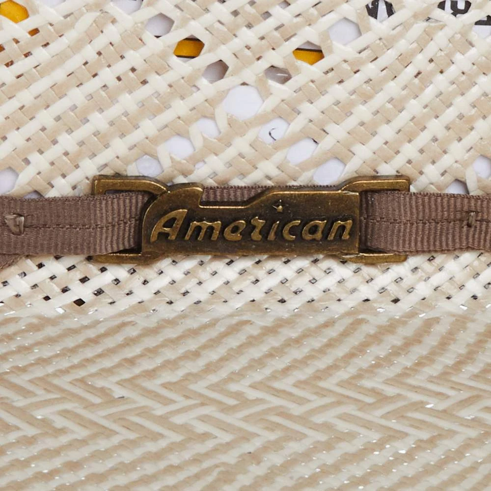 American Hats AHC 5050 Patchwork Crossbred Tan And Ivory 4 1/4in. Brim Round Oval Open Crown Cowboy Hat - Image 2